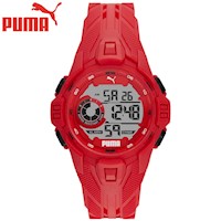 Reloj Puma Bold P5040 Hombre Digital Cronometro Luz Correa de Silicona Rojo